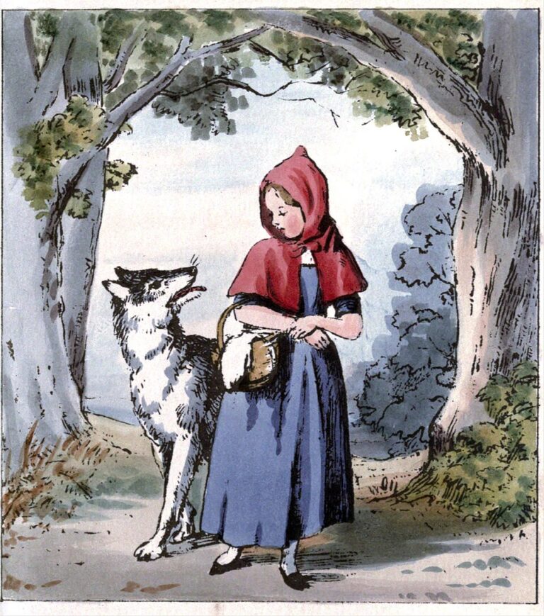 little red riding hood meeting the wolf